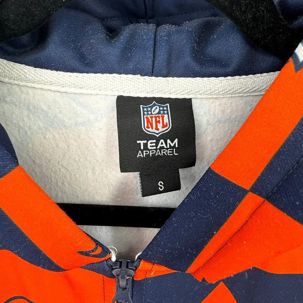 Denver Broncos NFL Football Hooded  Pajamas Suit Mens Sz  Small Orange Blue